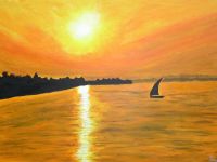 Segelboot im Sonnenuntergang