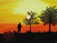 Mann im Sonnenuntergang